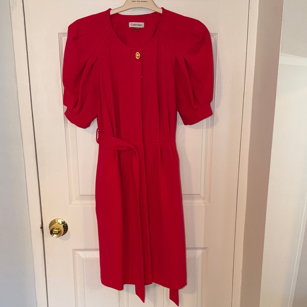 Calvin Klein Vibrant Red Long Sleeve Dress - Picture 3 of 3